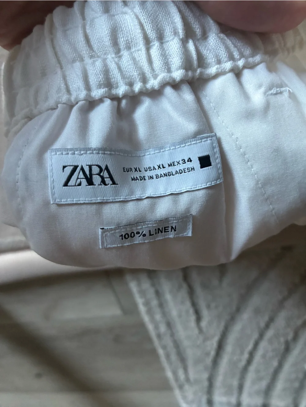 Zara White Linen Elastic-Waist Shorts